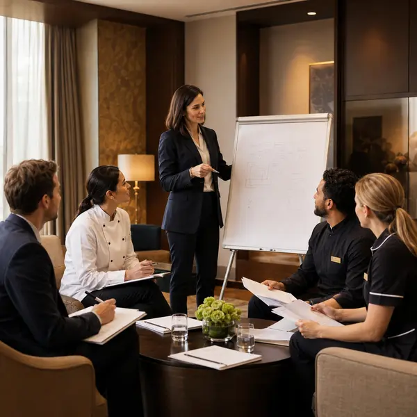 Equipo hotelero en una sesión de formación bonificable sobre Revenue Management y venta directa